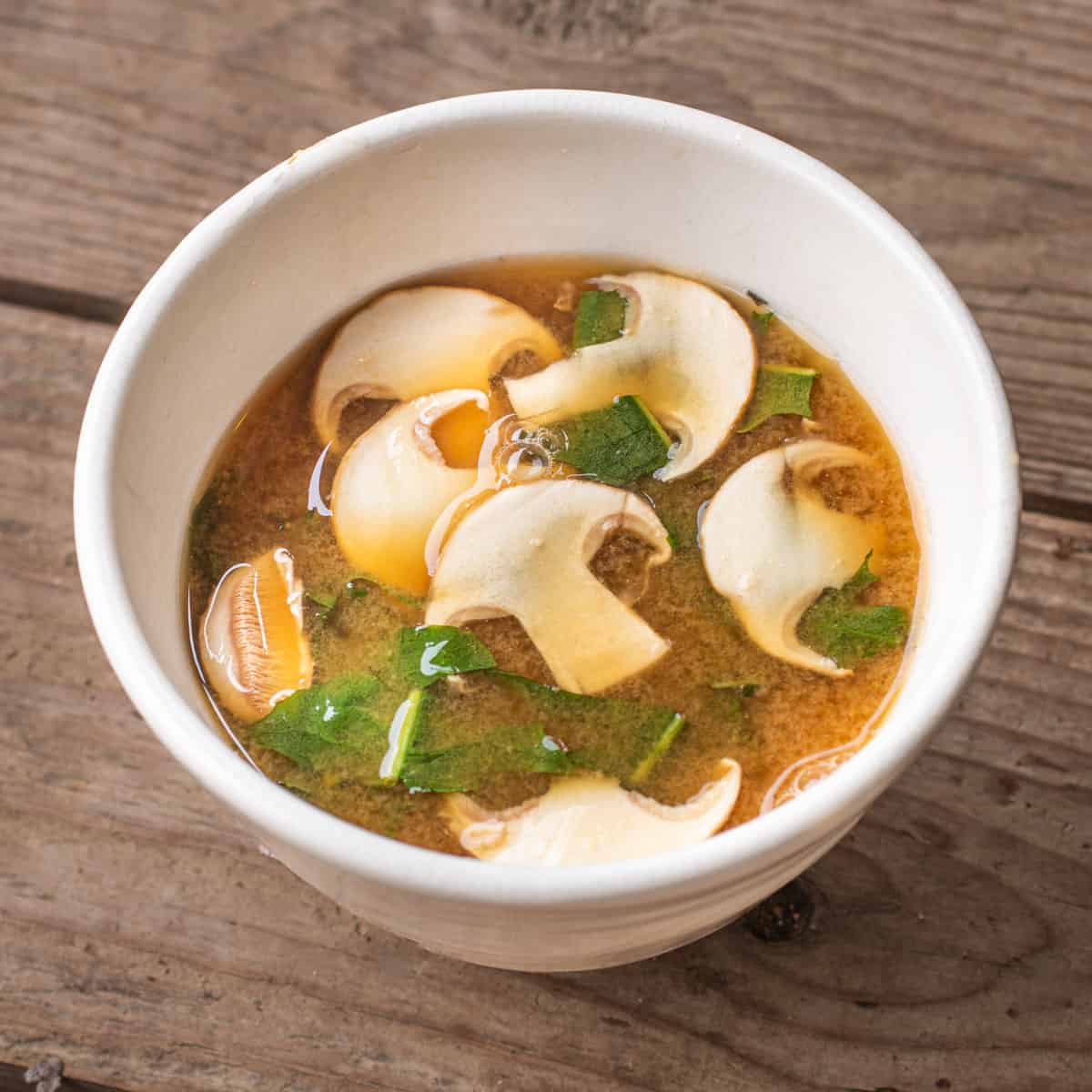 Matsutake mushroom miso soup in a bowl 
