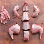 Butchered wild rabbit for stew