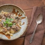 Venison stroganoff with dried wild mushrooms