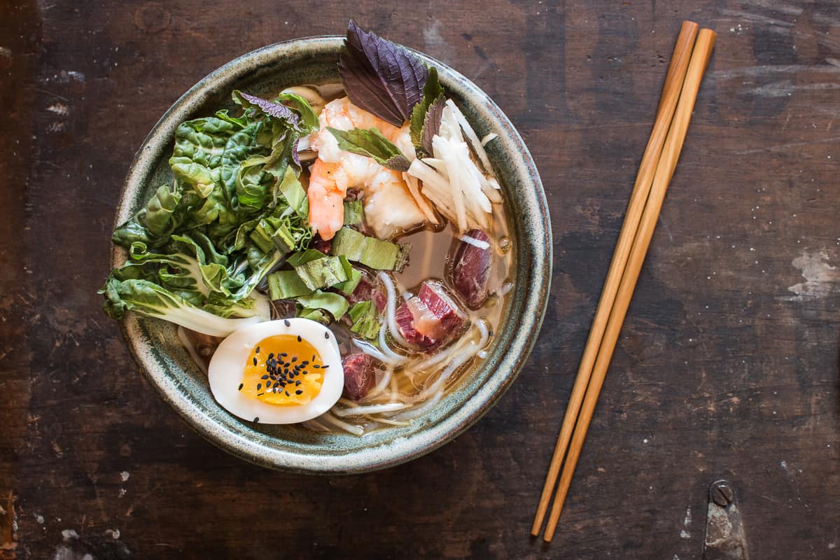 Smoked venison shank ramen recipe