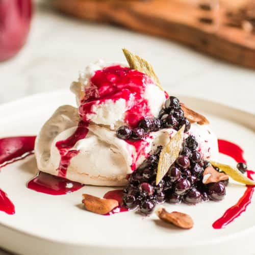 Winter Pavlova With Chokecherry Syrup Butternuts And Angelica