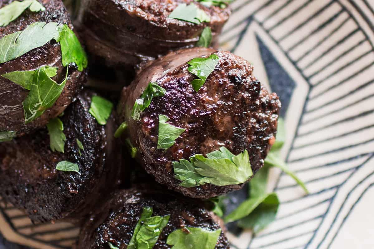 Fried chicken blood sausage