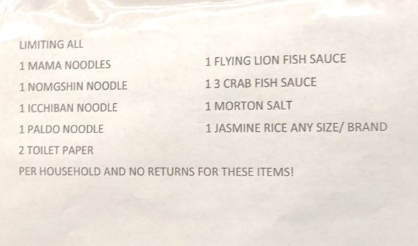 Purchasing restrictions during COVID-19