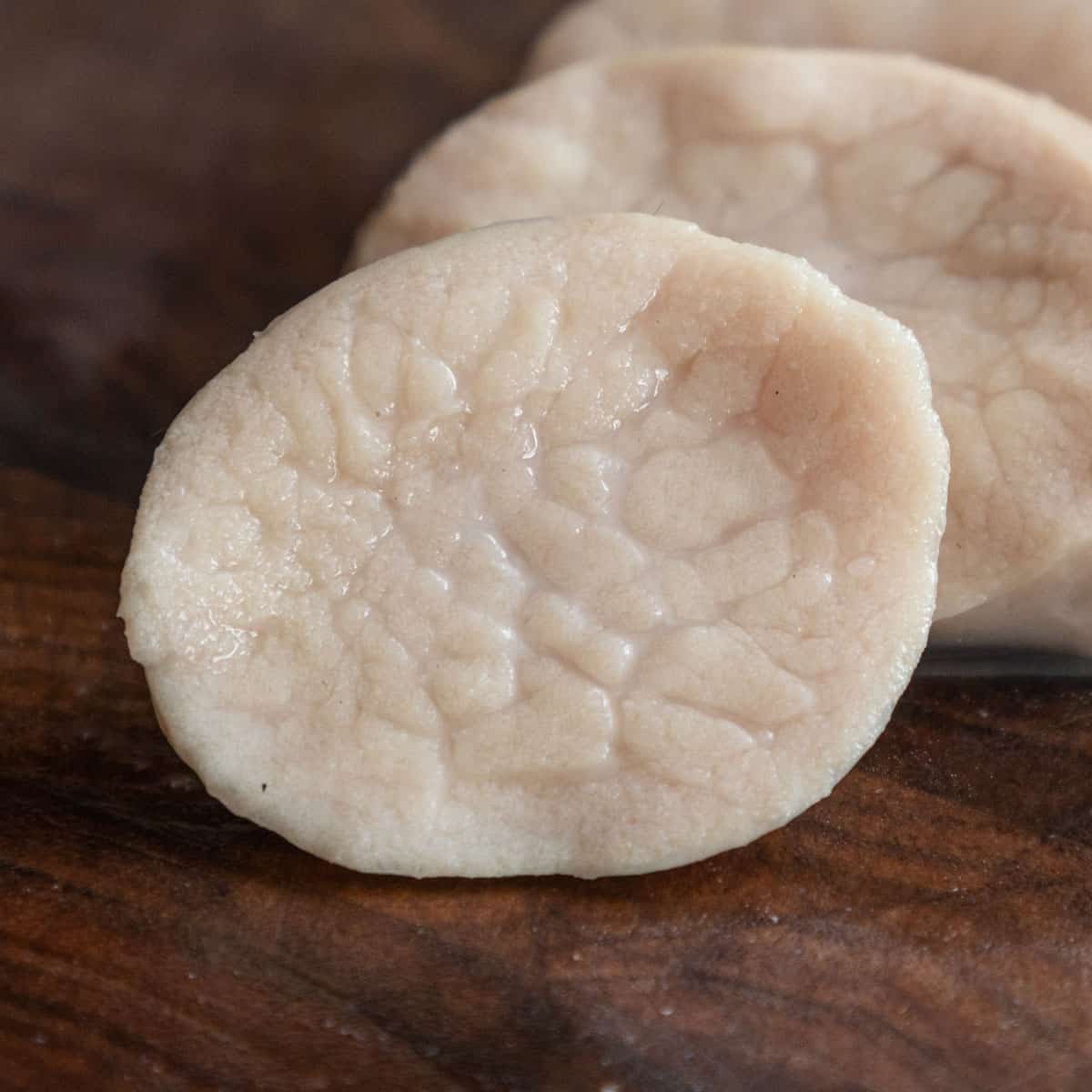 close up of sliced, cooked rocky mountain oysters 