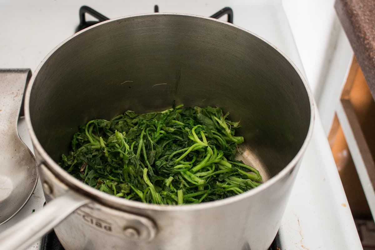 How to steam wild leafy greens recipe