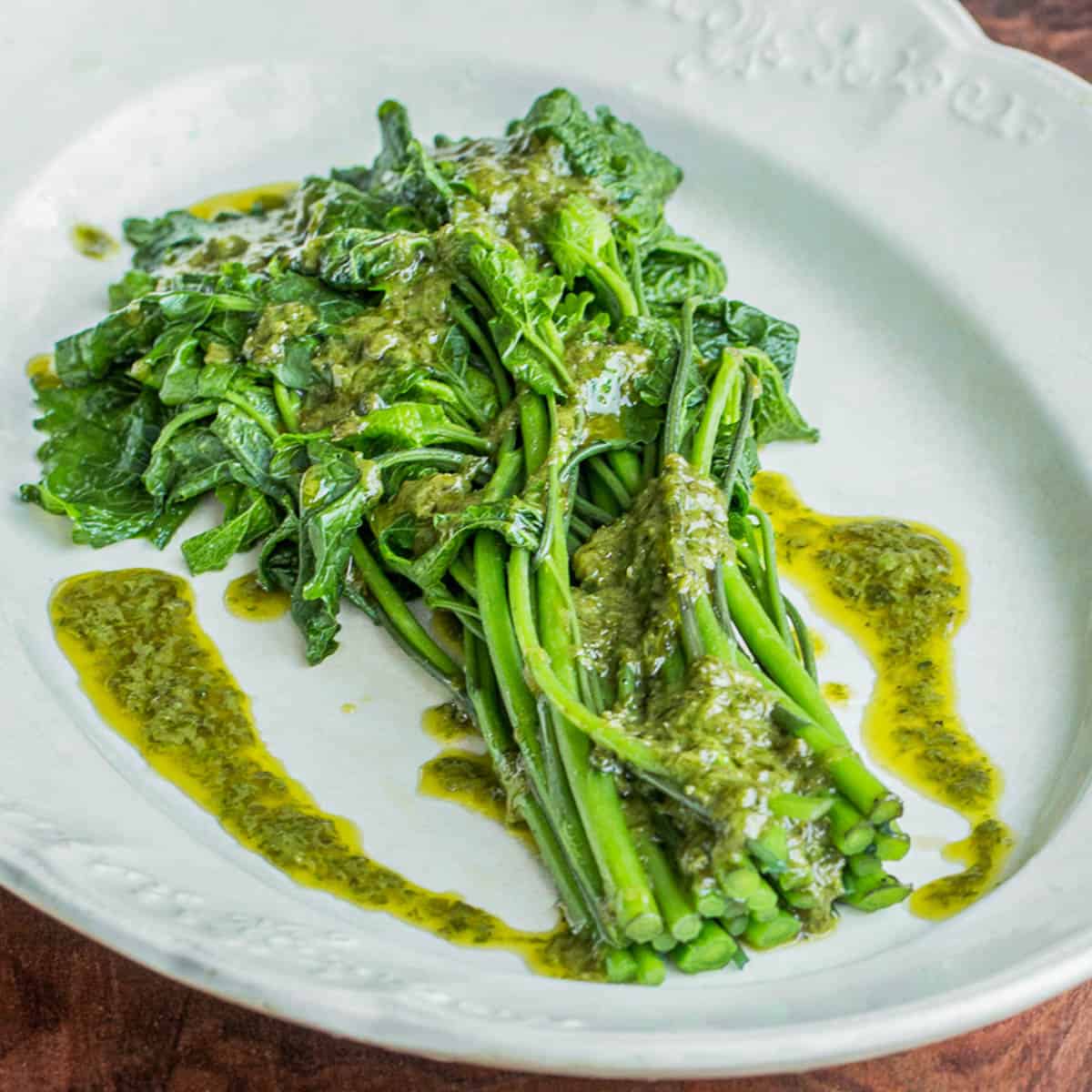 garlic mustard shoots with ramp butter 