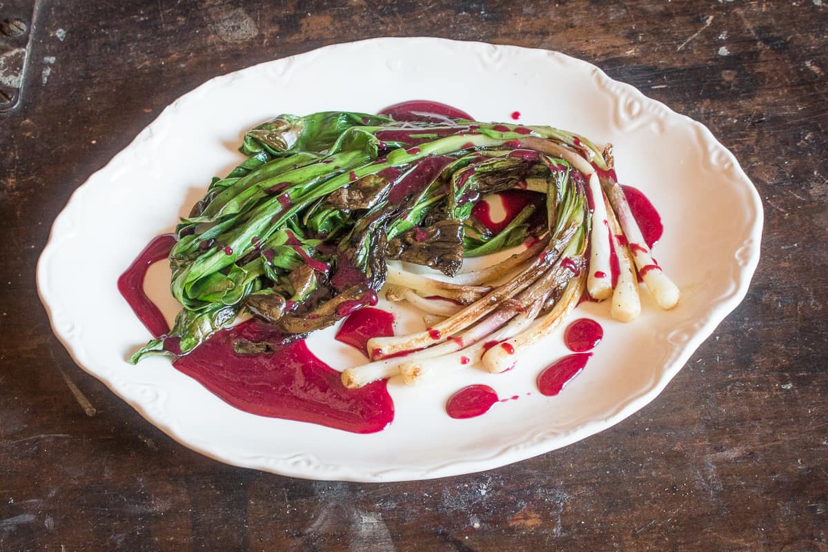 Grilled Ramps with Chokecherry Sauce Recipe (2)