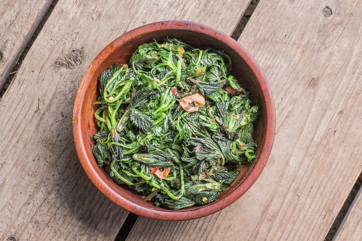 Italian foraged greens with garlic and chili