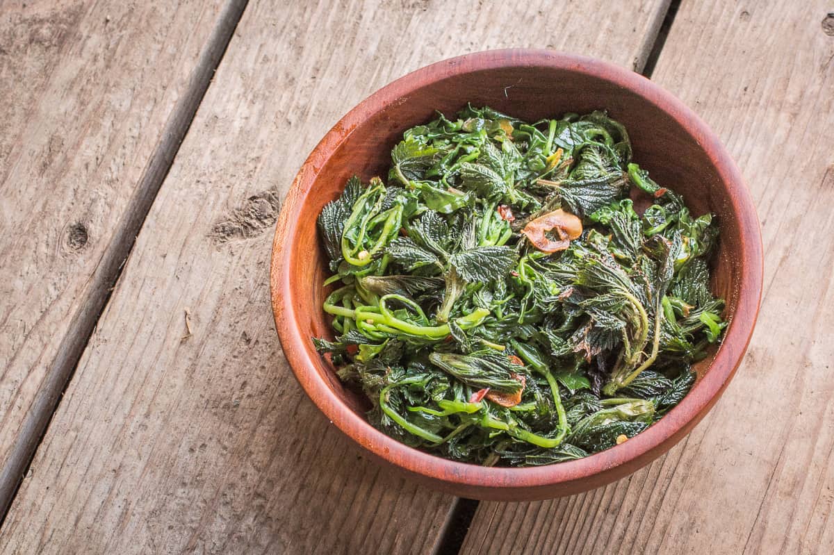 Italian foraged greens with garlic and chili