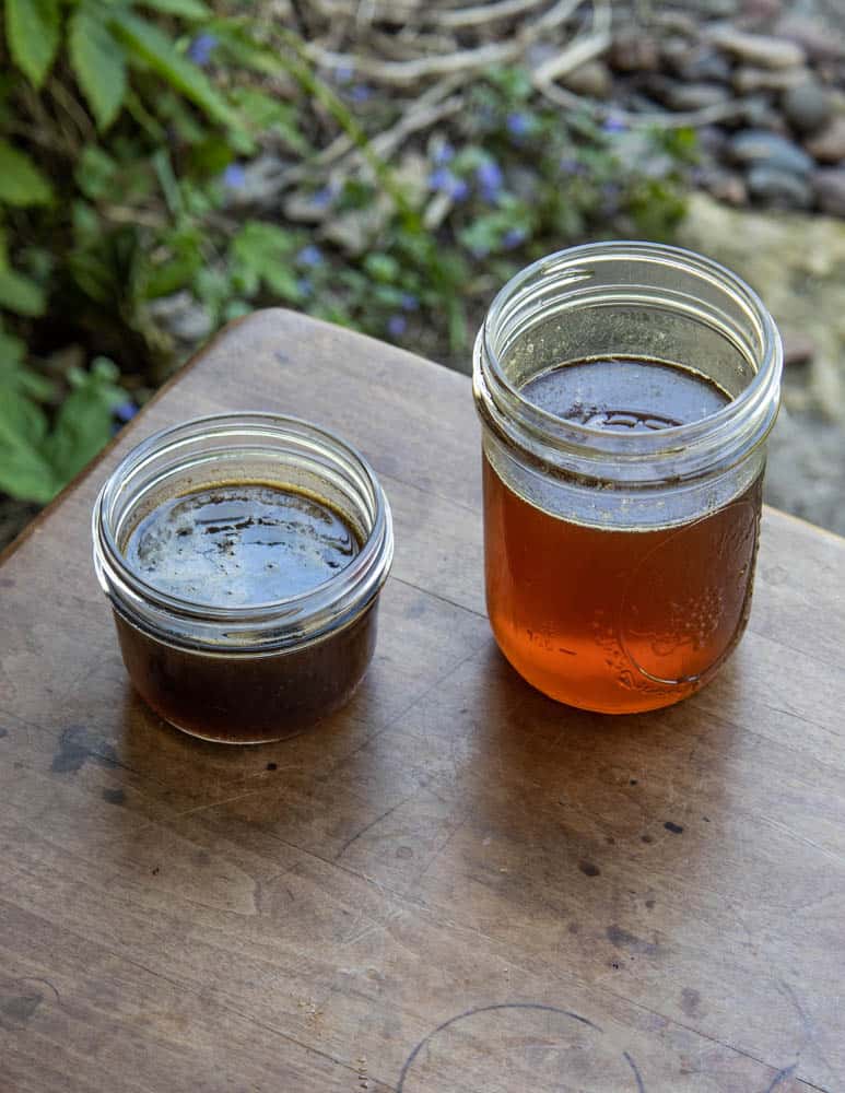 Spruce tip infused honey and maple syrup