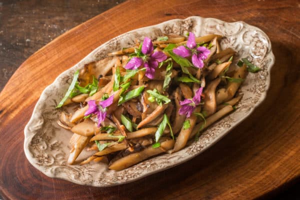 Braised burdock and pheasant back mushrooms recipe