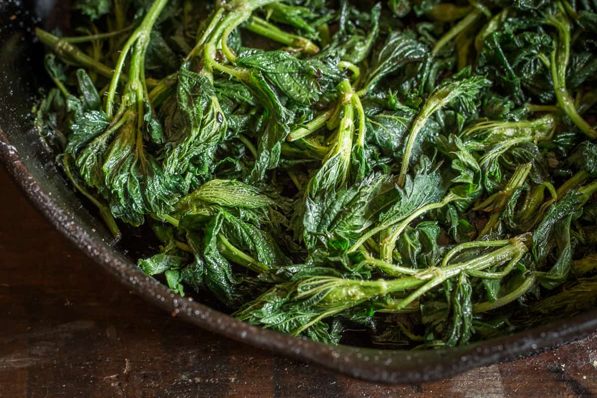 Butter glazed stinging nettles or wood nettles recipe