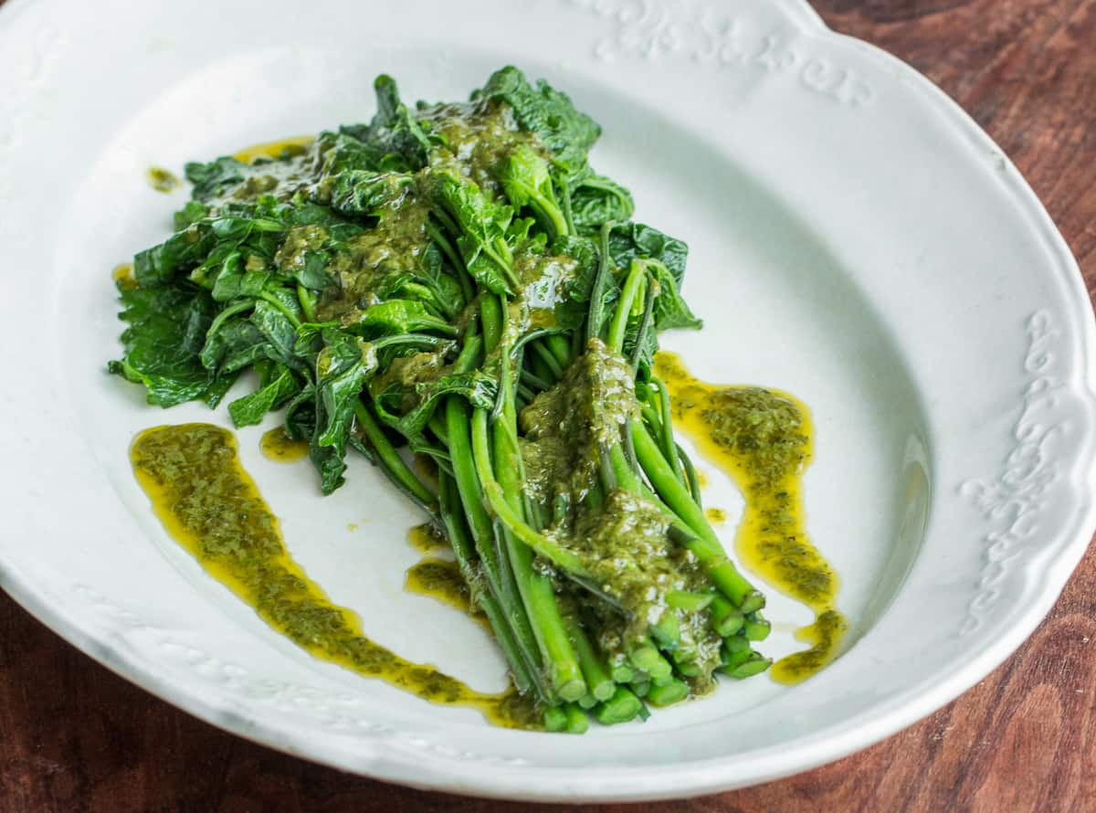 Garlic Mustard Shoots with Ramp Butter Recipe