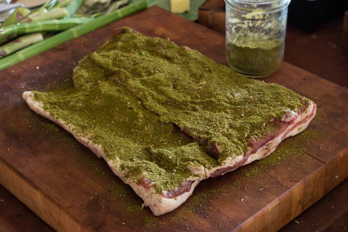 Salo with dried ramp leaf rub recipe