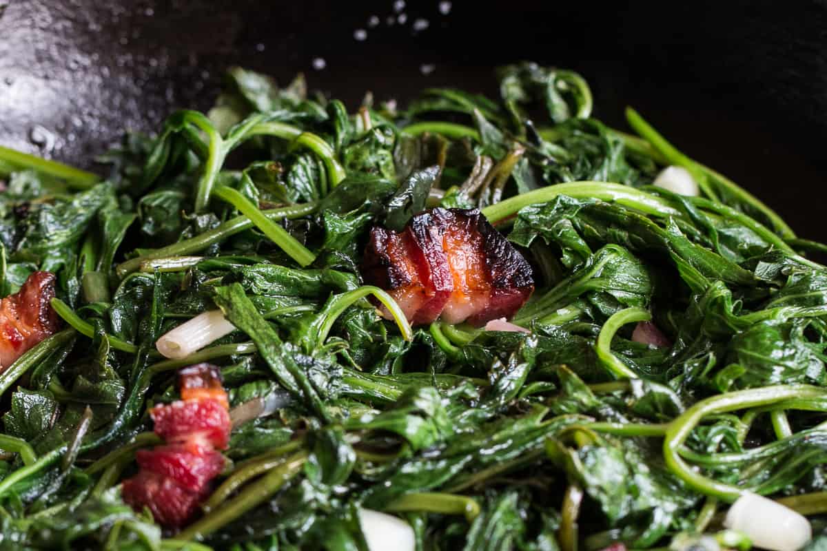 Sochan with venison bacon ramps and maple vinegar recipe 