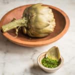 Steamed artichokes with ramp leaf butter recipe
