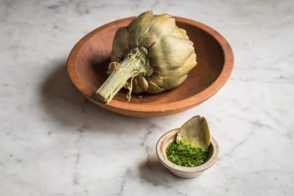 Steamed artichokes with ramp leaf butter recipe 