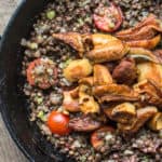 Lentils with lovage soffrito and Gyroporus cyanescens recipe
