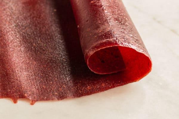 Tkelapi or wild plum leather made from Prunus americana, American wild plums