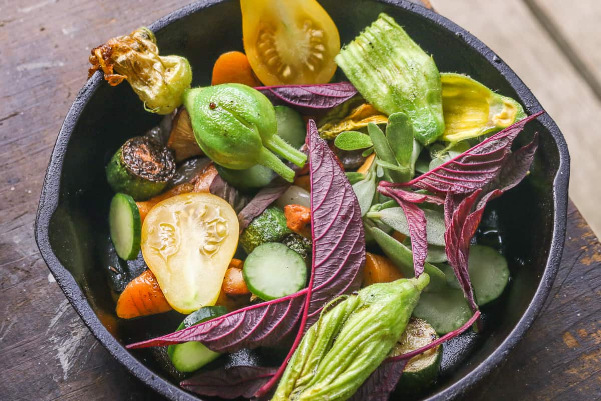 Mixed garden vegetables for a woodchuck stew