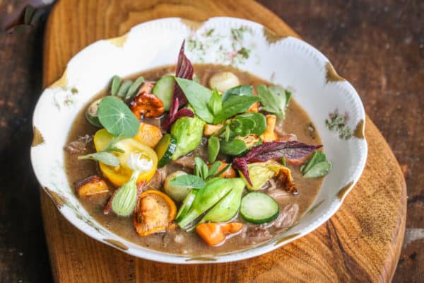 Groundhog or woodchuck stew with garden vegetables recipe