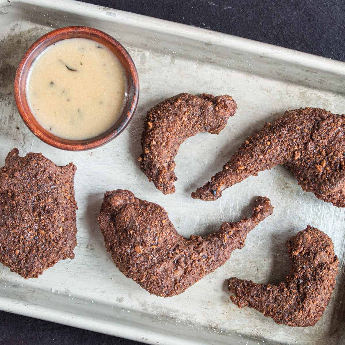 Acorn crusted squirrel with wild mushroom-giblet gravy recipe