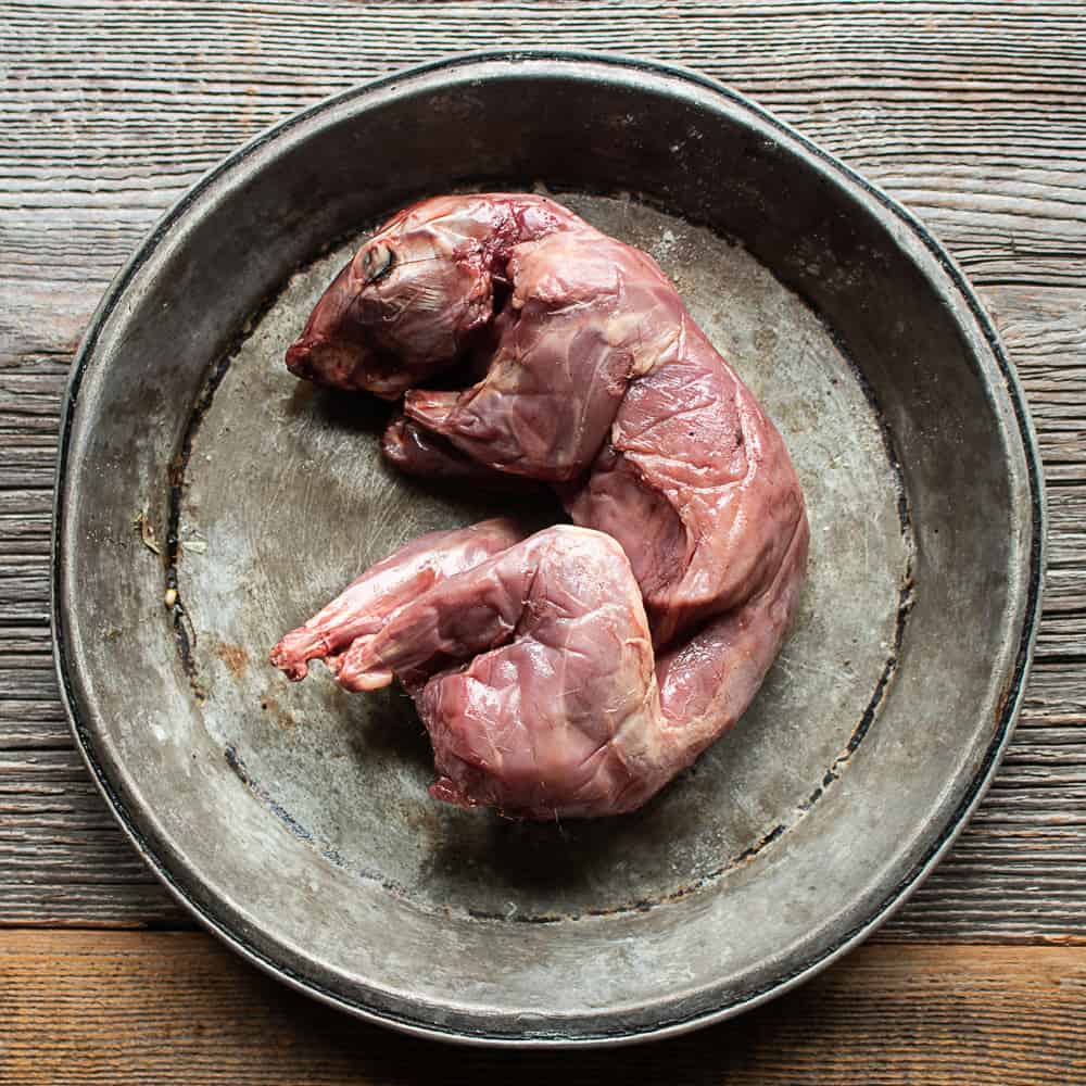 Cutting up a squirrel for cooking