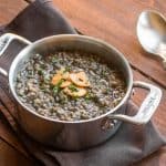 shaggy mane mushroom risotto recipe in a pan