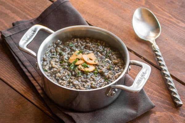 Shaggy mane mushroom ink risotto recipe