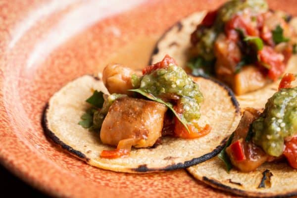 Wild mushroom tacos recipe made with shrimp of the woods mushrooms