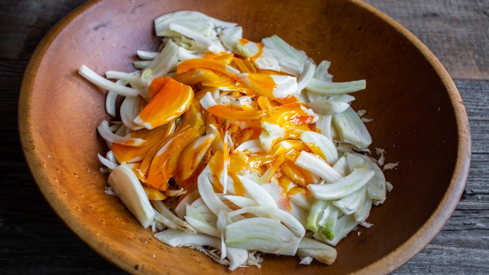 Fennel and Celery Root Slaw with Acorn Oil