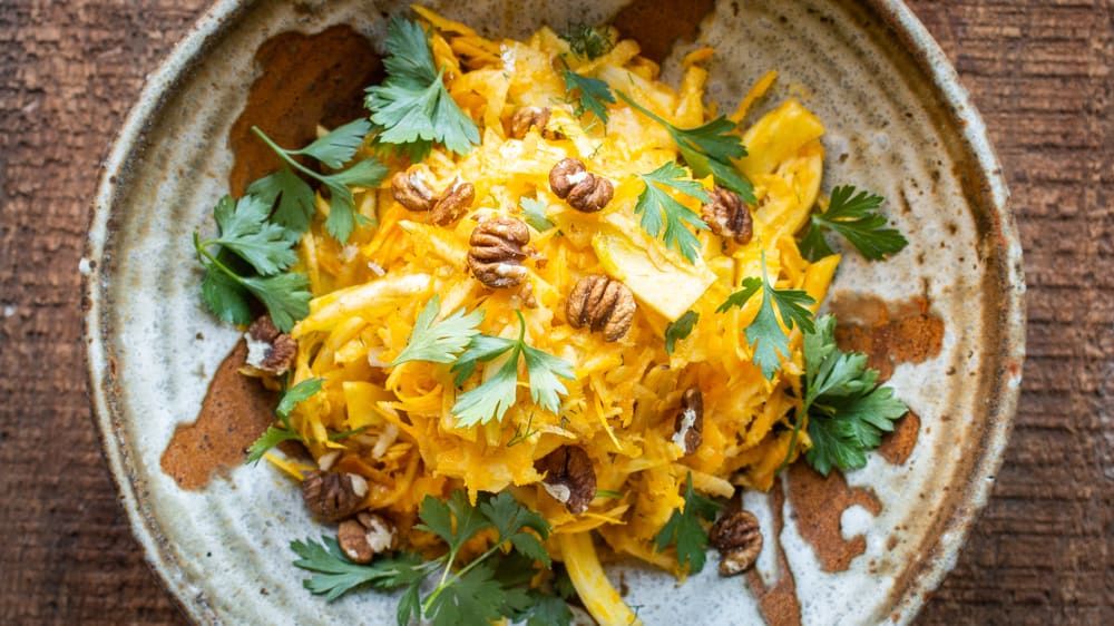 Fennel and Celery Root Slaw with Acorn Oil