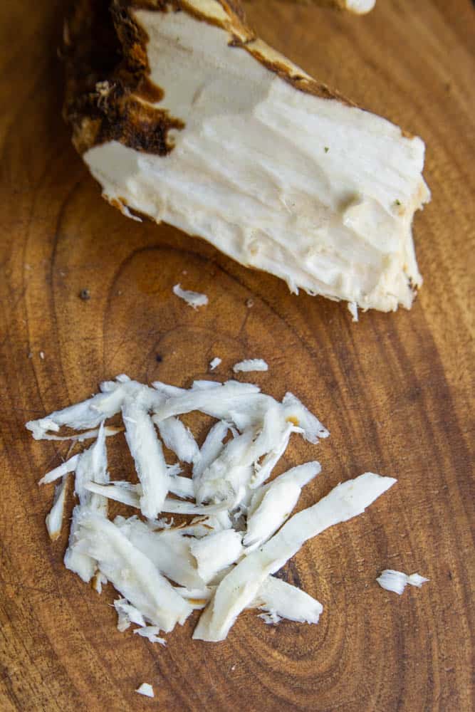 Grating fresh horseradish 