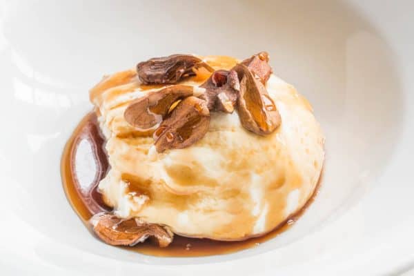 Labneh with butternuts and pine cone syrup