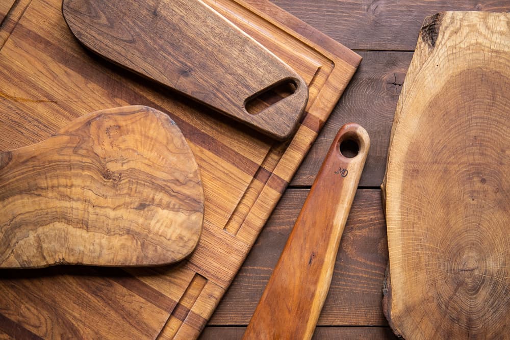 various wood cutting boards