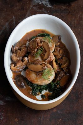 Sauteed daikon radish recipe with mushroom sauce recipe