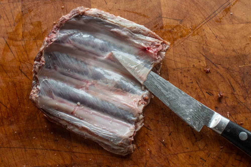 Removing the membrane from venison or deer ribs