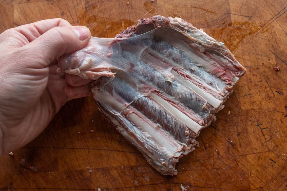 Removing the membrane from venison or deer ribs