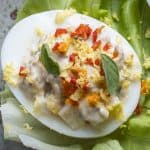 lamb brain recipe in eggs on lettuce