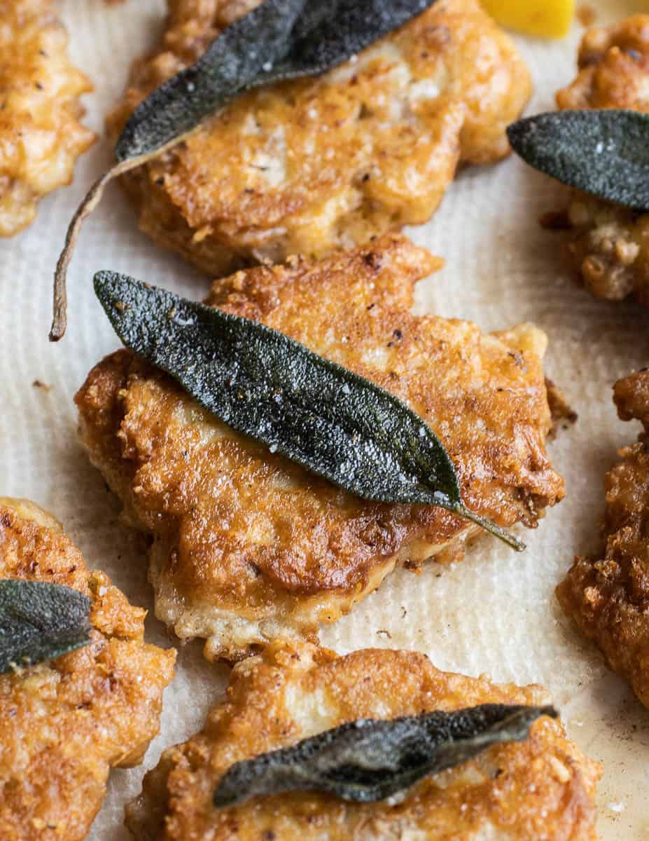 Lamb brain recipe fritters with lemon and sage