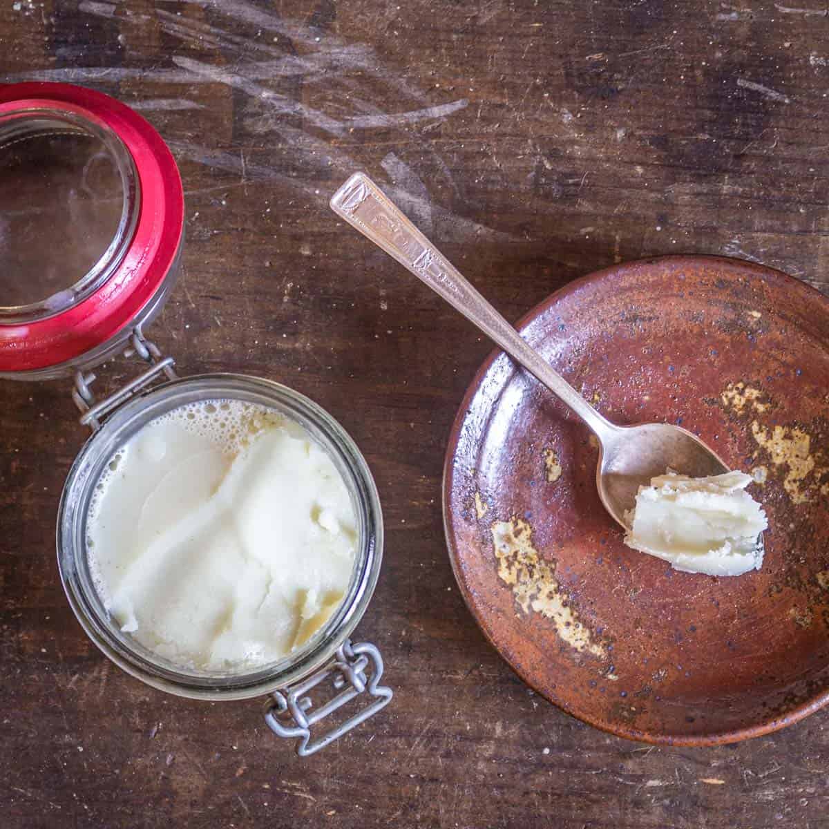 rendered venison fat in a jar