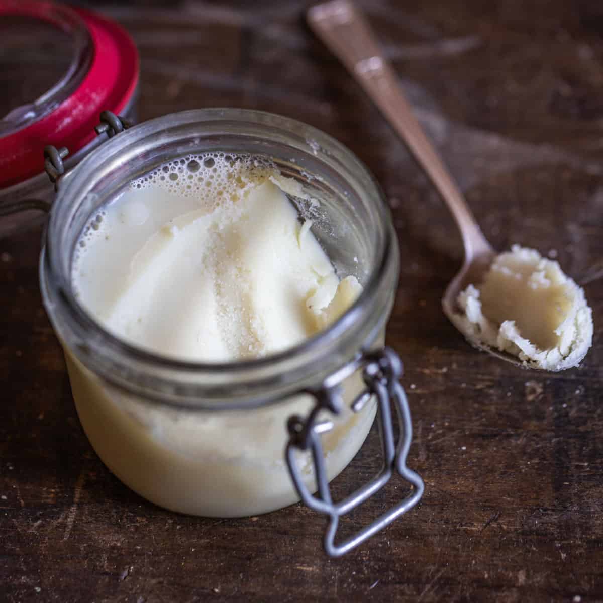 rendered venison fat in a jar