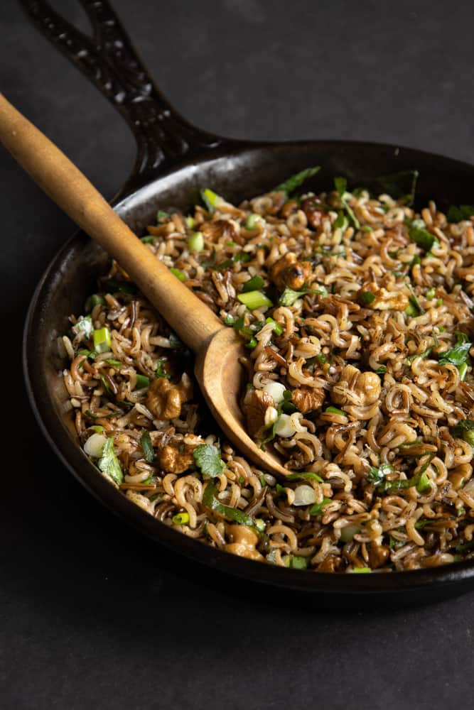 Wild Rice with black walnuts and creeping charlie 