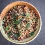 Buckwheat kasha with wild mushrooms, caramelized onions and dill recipe