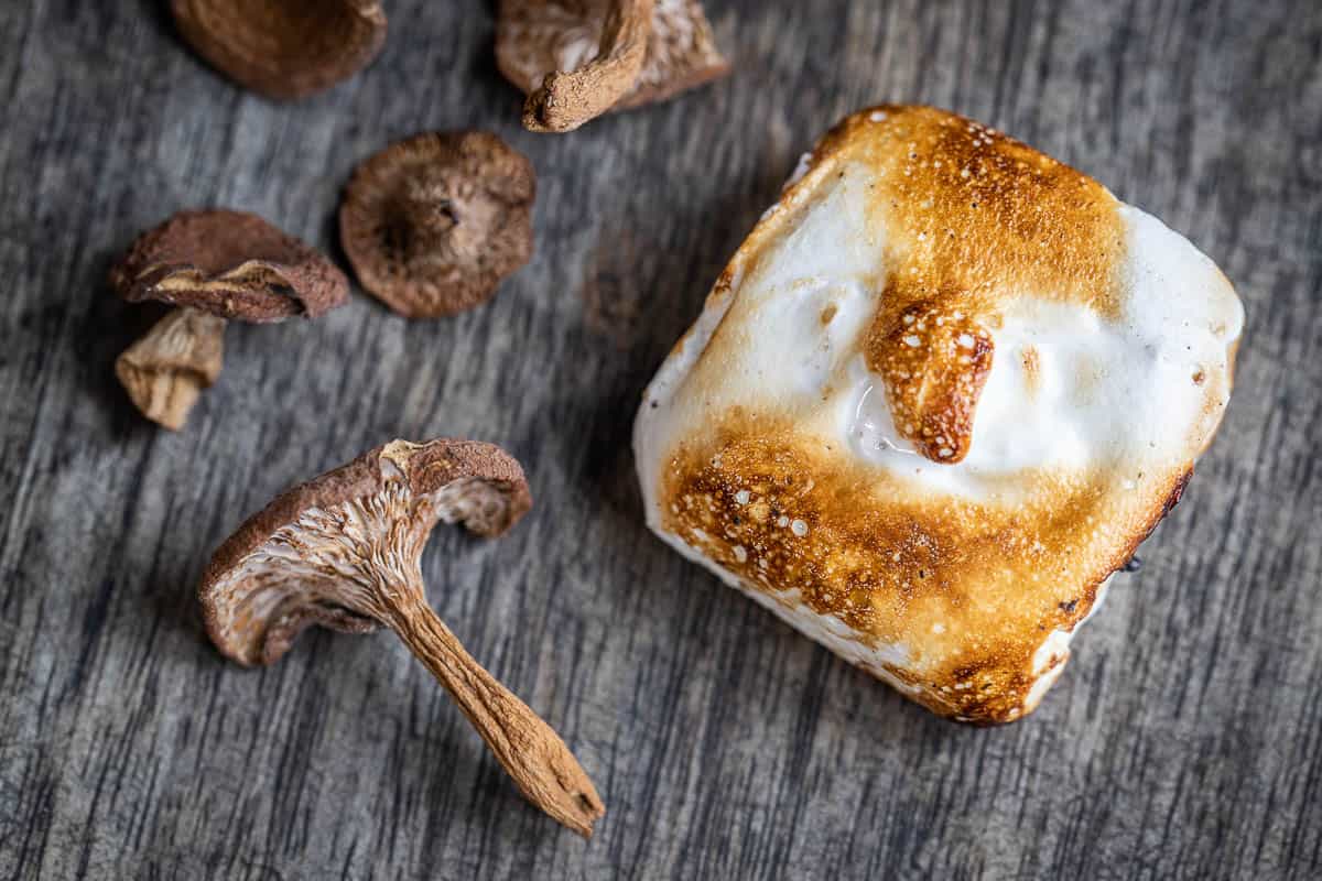 candy cap marshmallows with candy cap mushrooms