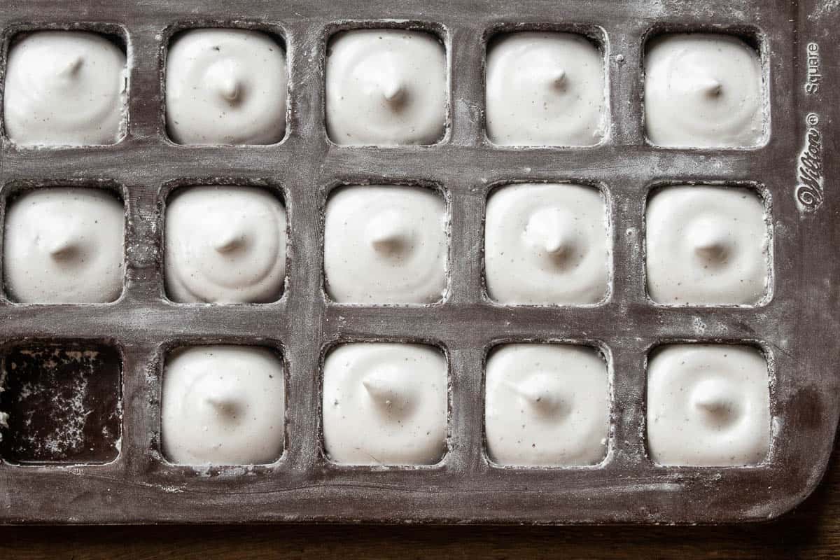 homemade candy cap marshmallows in a silicone mold 