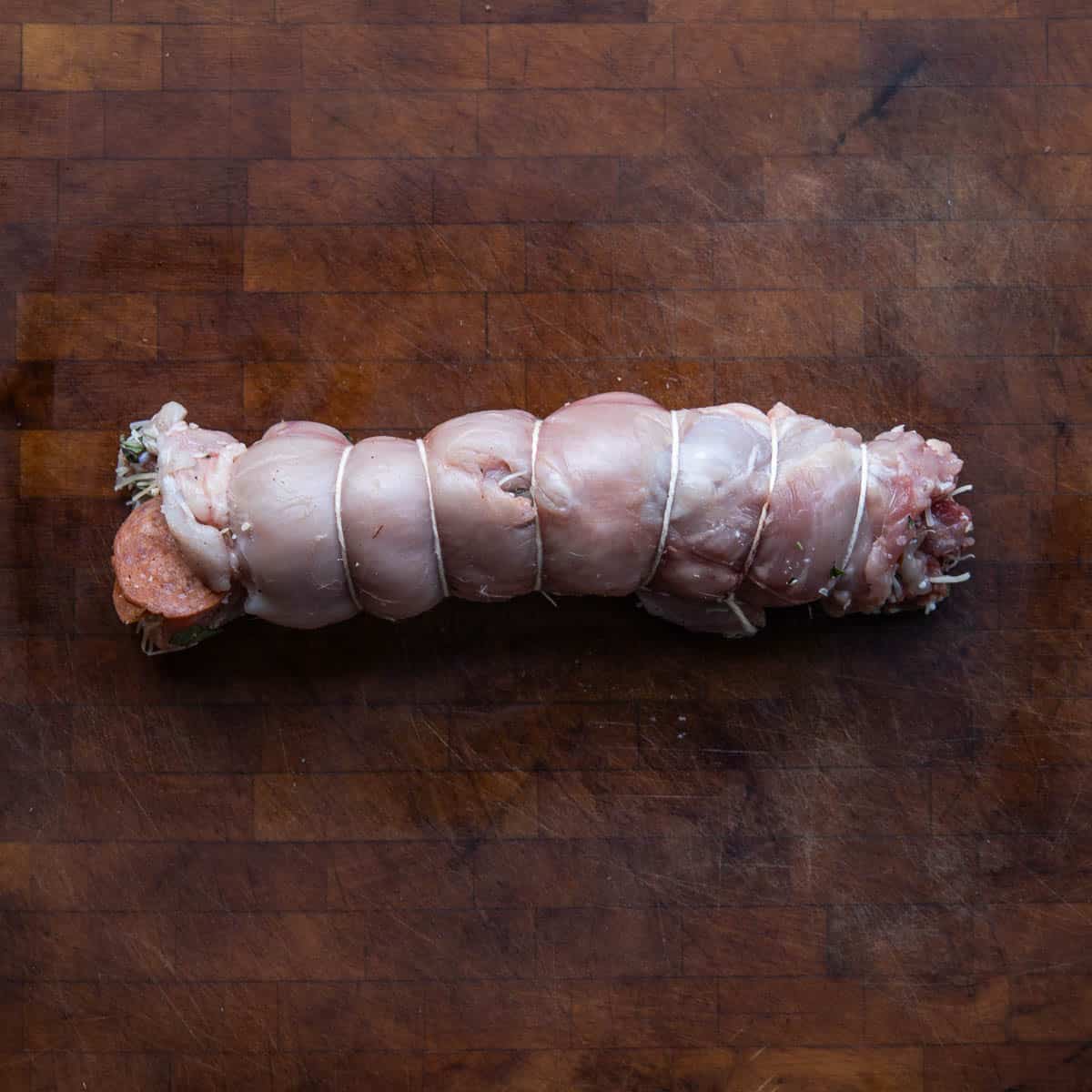 Boneless rabbit roulade 