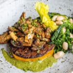 Butternut squash steaks with hedgehog mushrooms, watercress and salsa verde (5)