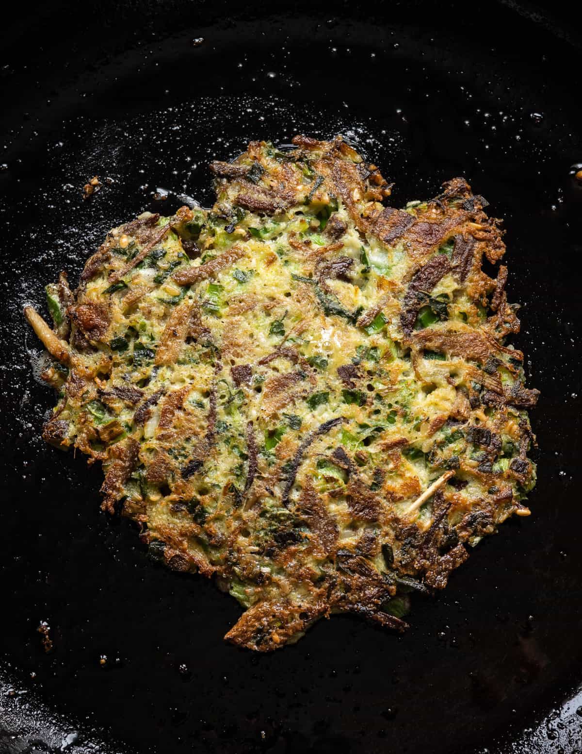 sesame enoki mushroom pancake