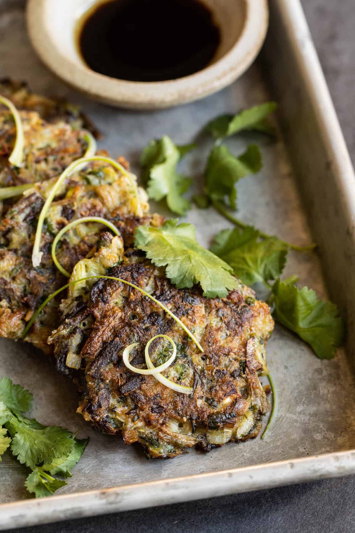 Sesame enoki mushroom pancakes recipe